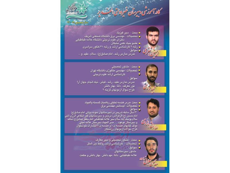 کادر آموزشی دبیرستان غیردولتی الغدیر